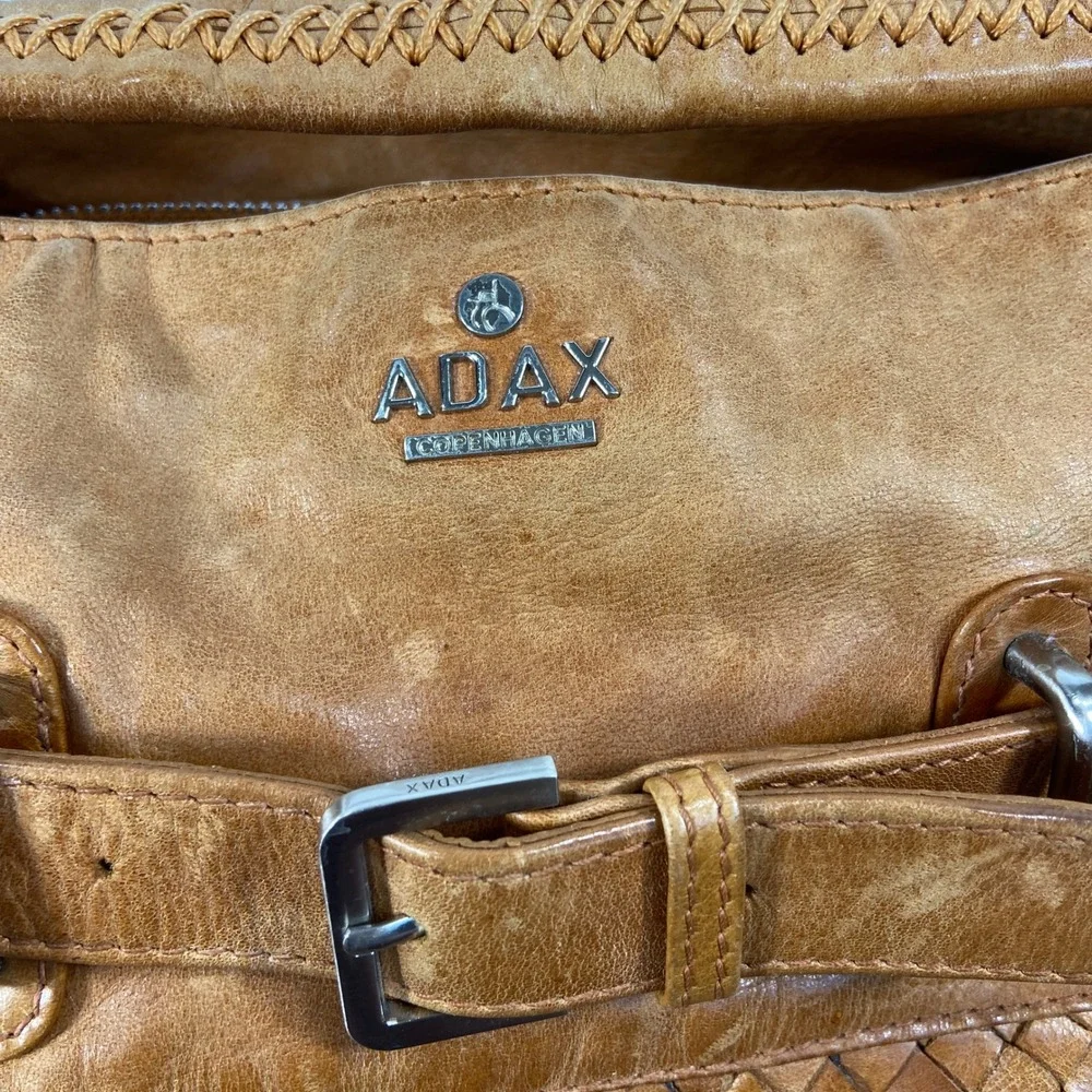 ADAX Copenhagen Camel Tan Brown Woven Braided Large Bag‎